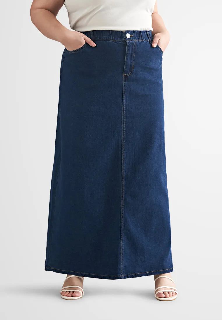 Skylar Denim Long A-Line Skirt