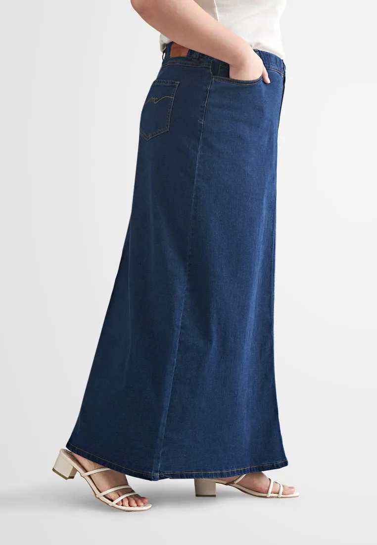 Skylar Denim Long A-Line Skirt