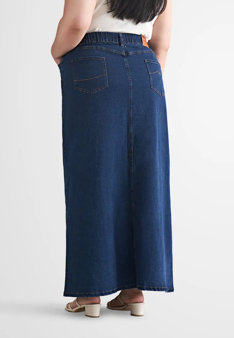 Skylar Denim Long A-Line Skirt