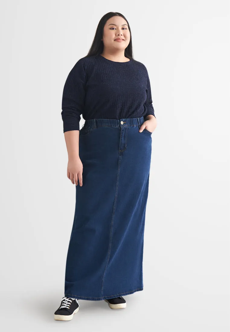 Skylar Denim Long A-Line Skirt