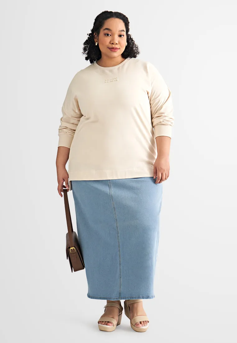 Skylar Denim Long A-Line Skirt