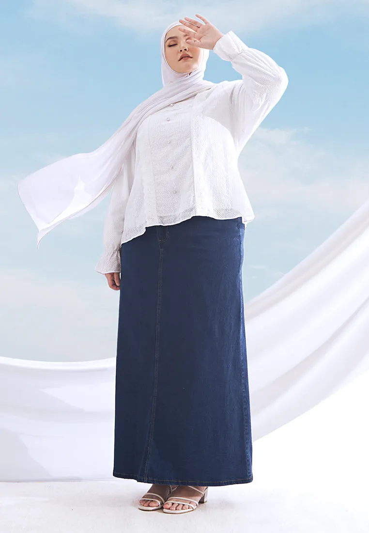 Skylar Denim Long A-Line Skirt