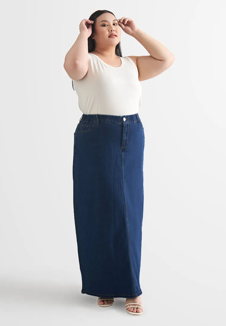 Skylar Denim Long A-Line Skirt