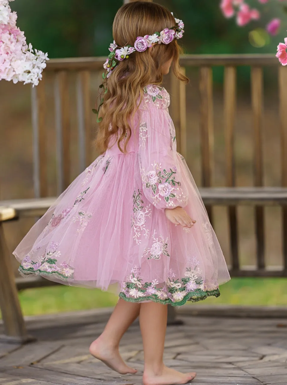 Spring Flower Embroidered Lace Dress