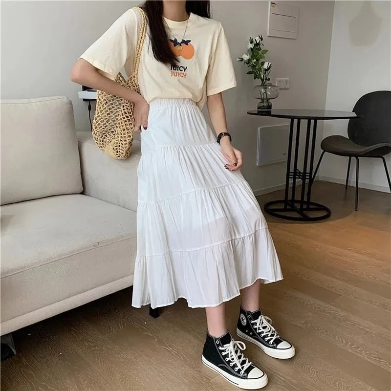 Summer Skirts Vintage High Waist Elastic Chiffon Skirts