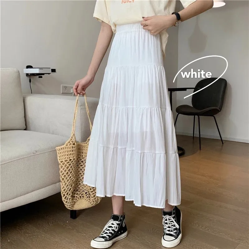 Summer Skirts Vintage High Waist Elastic Chiffon Skirts