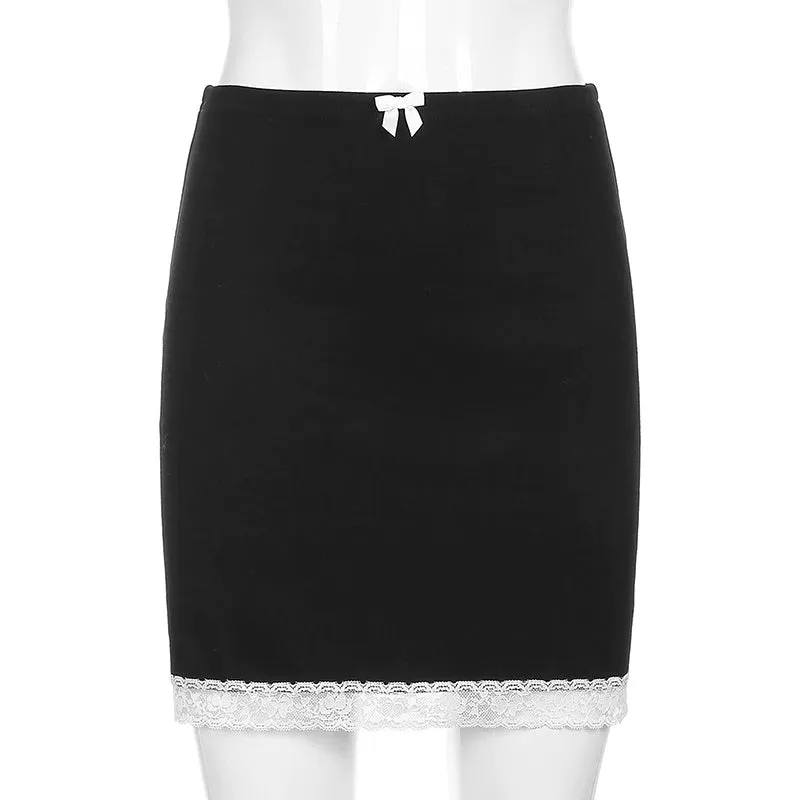 Sweet Summer High-Waist Bow Lace Mini Skirts