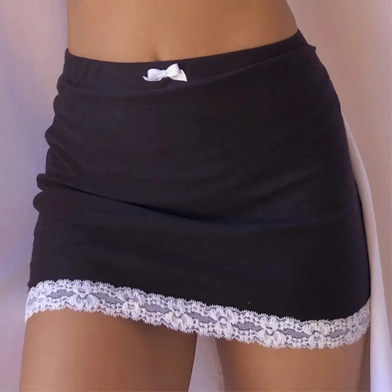 Sweet Summer High-Waist Bow Lace Mini Skirts