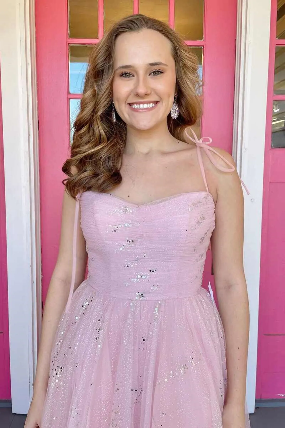 Sweetheart Neck Pink Tulle Long Prom Dress, Pink Tulle Formal Graduation Evening Dress A1539