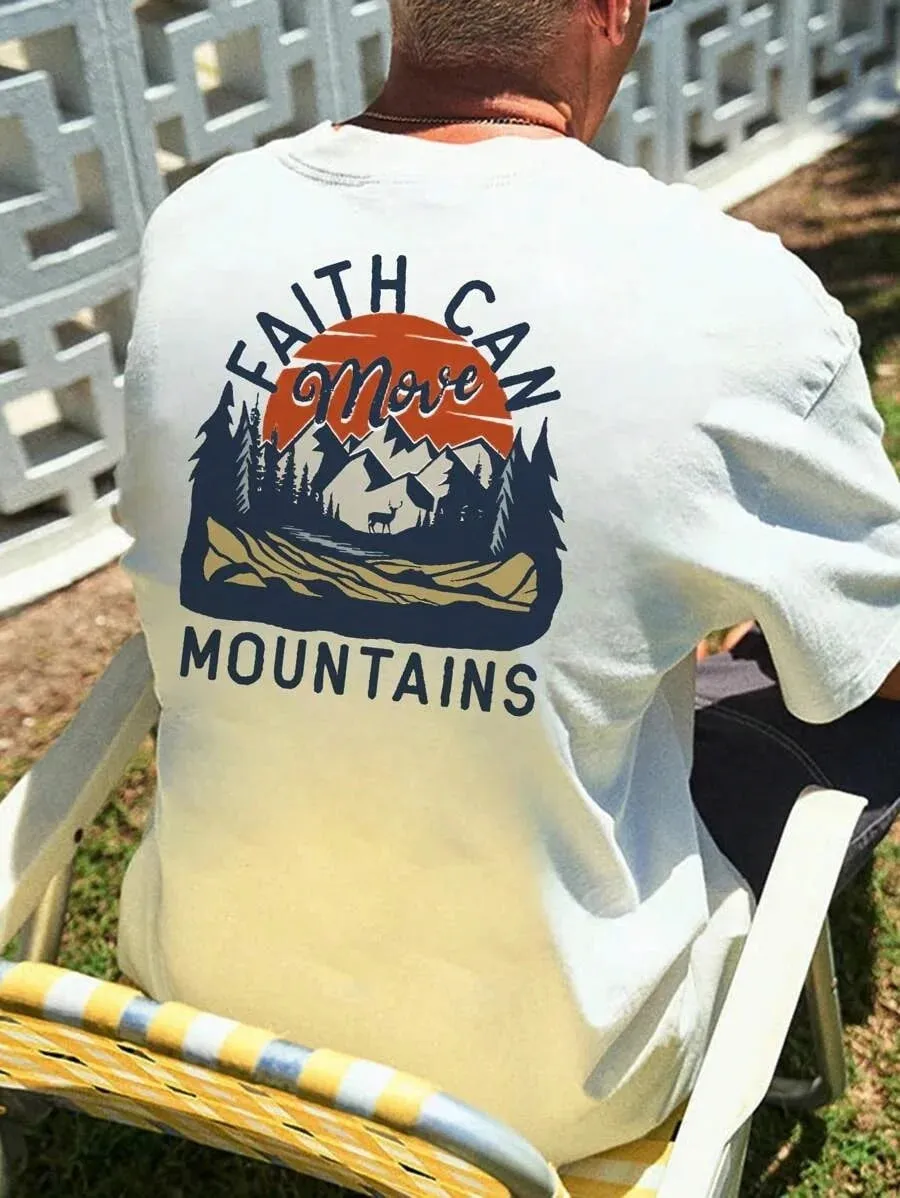 SXV  'Faith can move mountains’ Printed Cool Aesthetic Oversized Baggy T-shirt