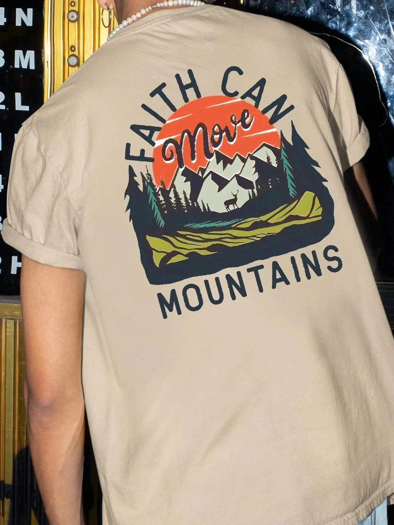 SXV  'Faith can move mountains’ Printed Cool Aesthetic Oversized Baggy T-shirt