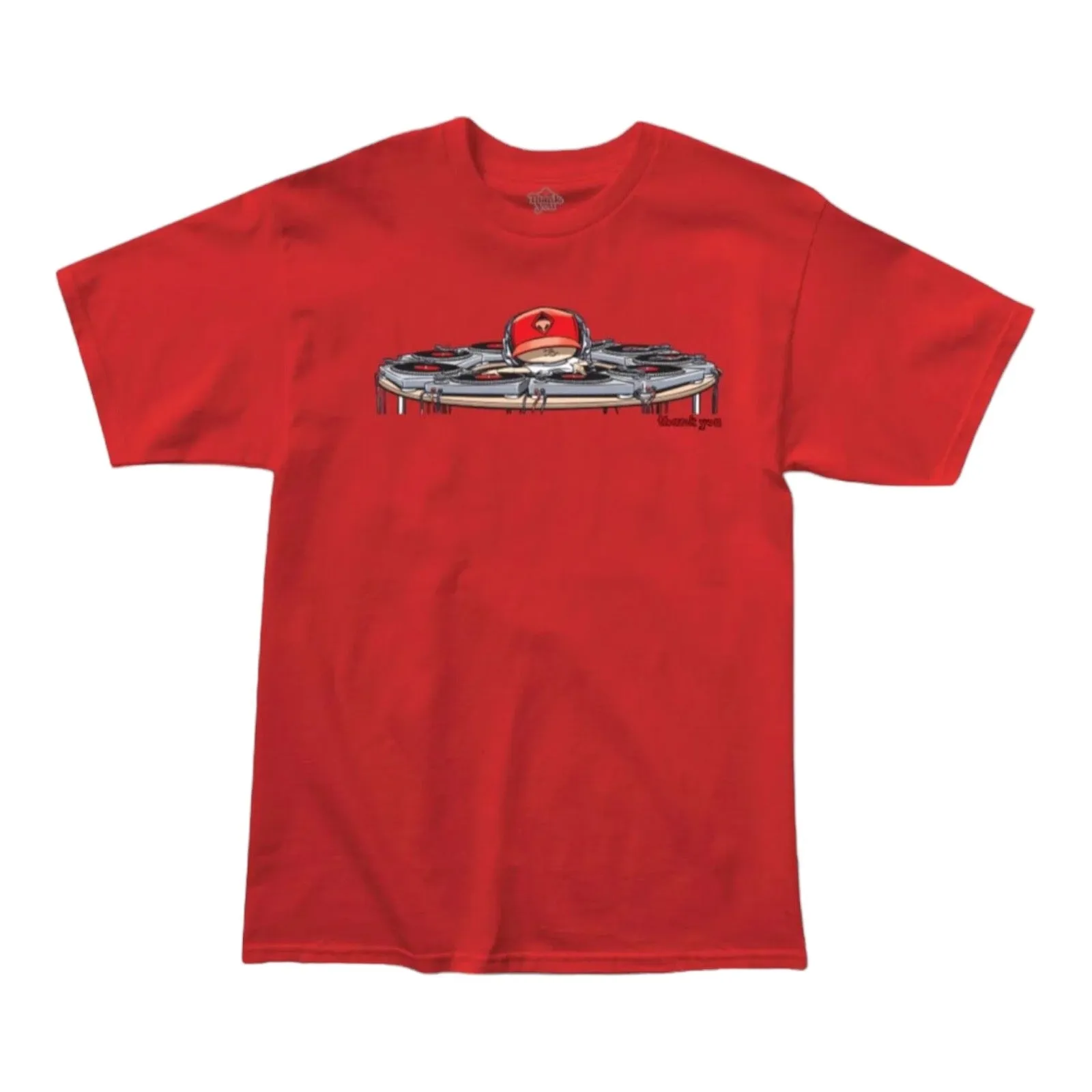 THANK YOU SKATEBOARDS X RONNIE CREAGER TURNTABLE T SHIRT RED