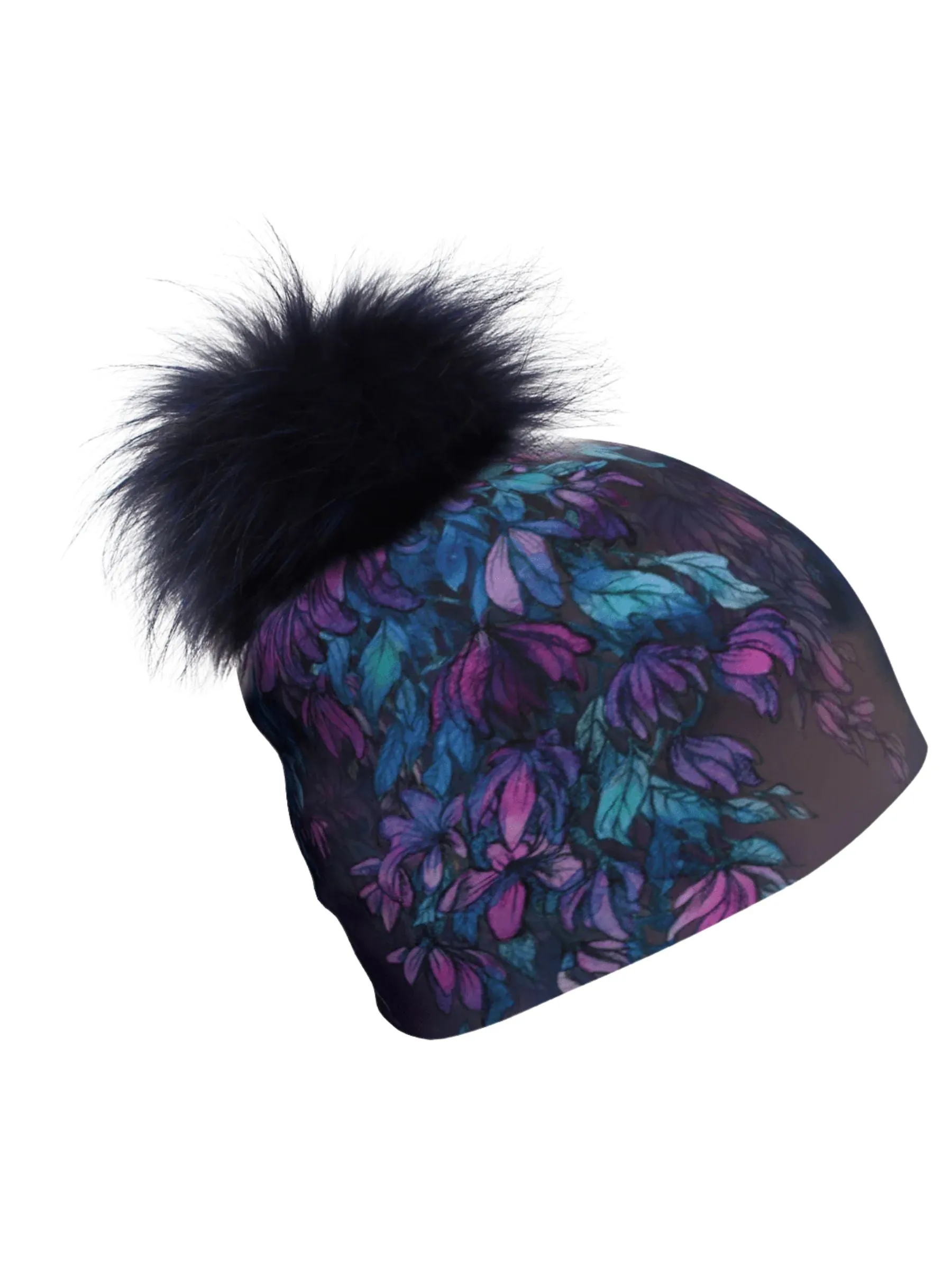 Tuque Wisteria avec Pompon Amovible (Noir) de Lalita'S Art Shop