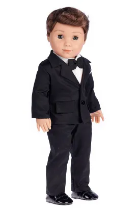 Tuxedo -  18 Inch Doll Clothes - 5 Piece Tuxedo Set - Black Jacket, Pants, Belt, White Shirt, Dress Shoes