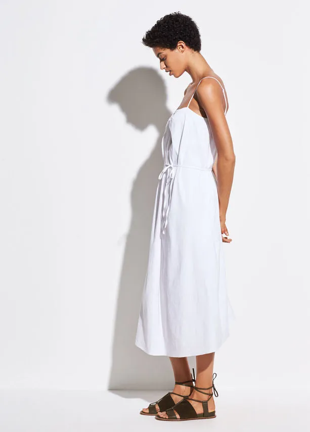 VINCE - Linen Drape Neck Dress in Optic White