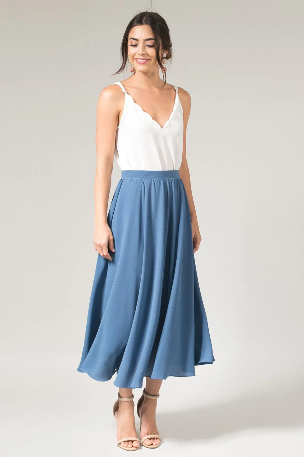 Wedding Bells Slate Blue Midi Skirt