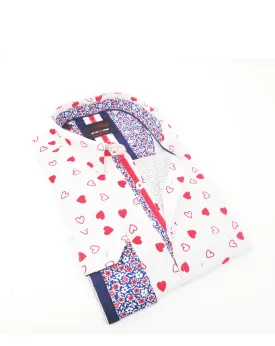 White Button Down Shirt W/ Flocking Hearts