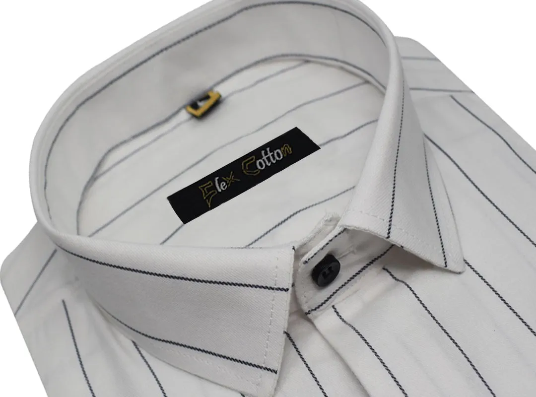 White Color Lining Cotton Shirt For Men