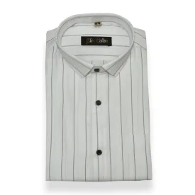 White Color Lining Cotton Shirt For Men