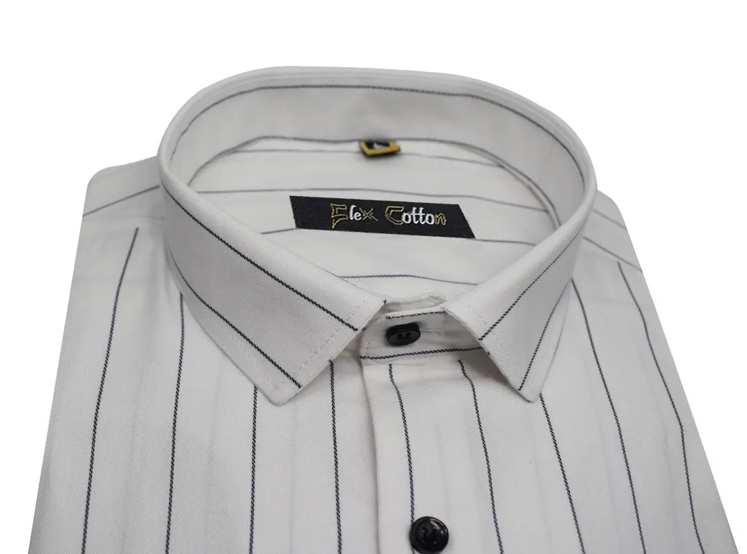 White Color Lining Cotton Shirt For Men