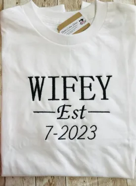 Wifey Hubby Casual Unisex Cotton TShirt Set , Bride Groom Wedding Gifts