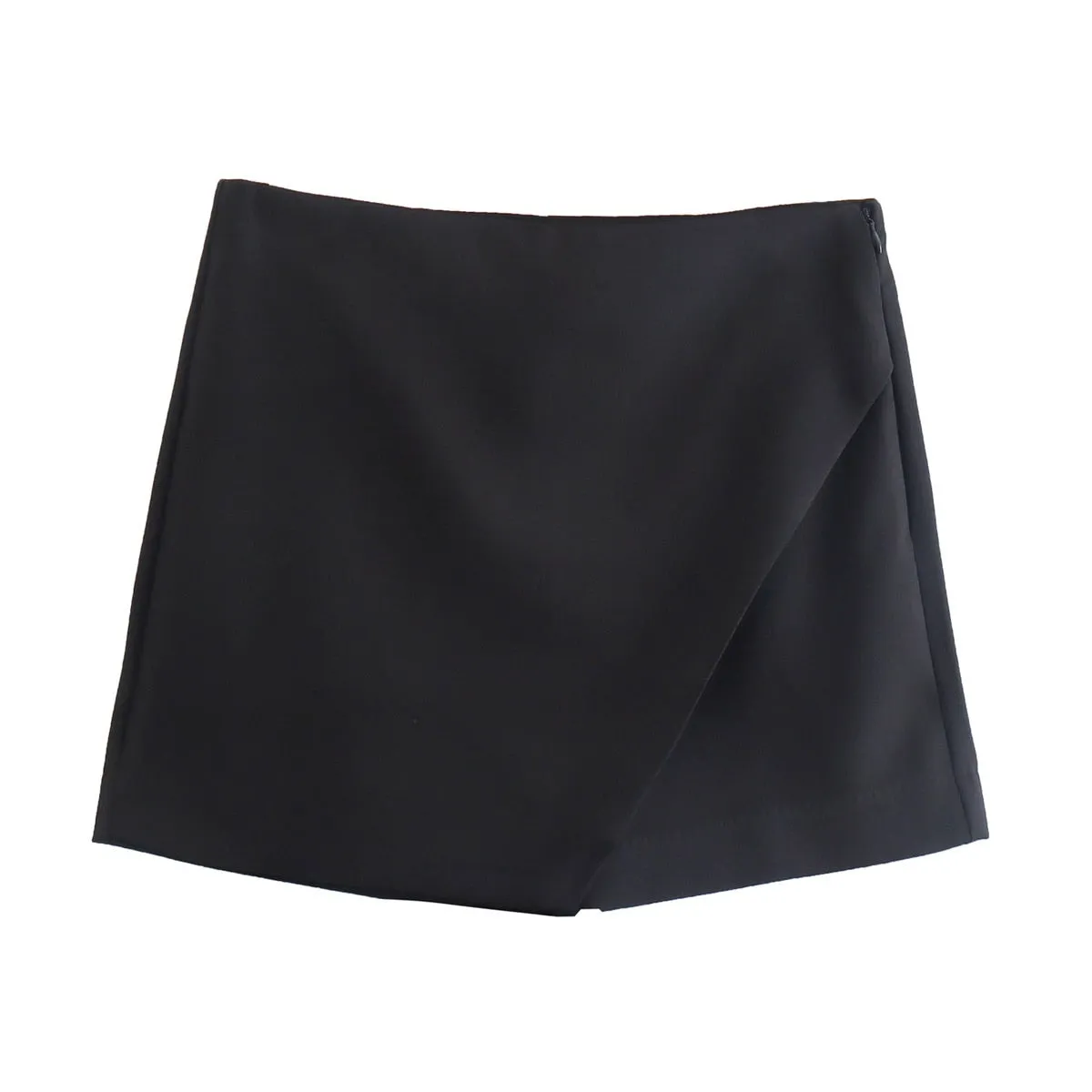 Willshela Women Fashion Asymmetrical Shorts Skirts High Waist Back Pockets Side Zipper Vintage Female Skort Solid