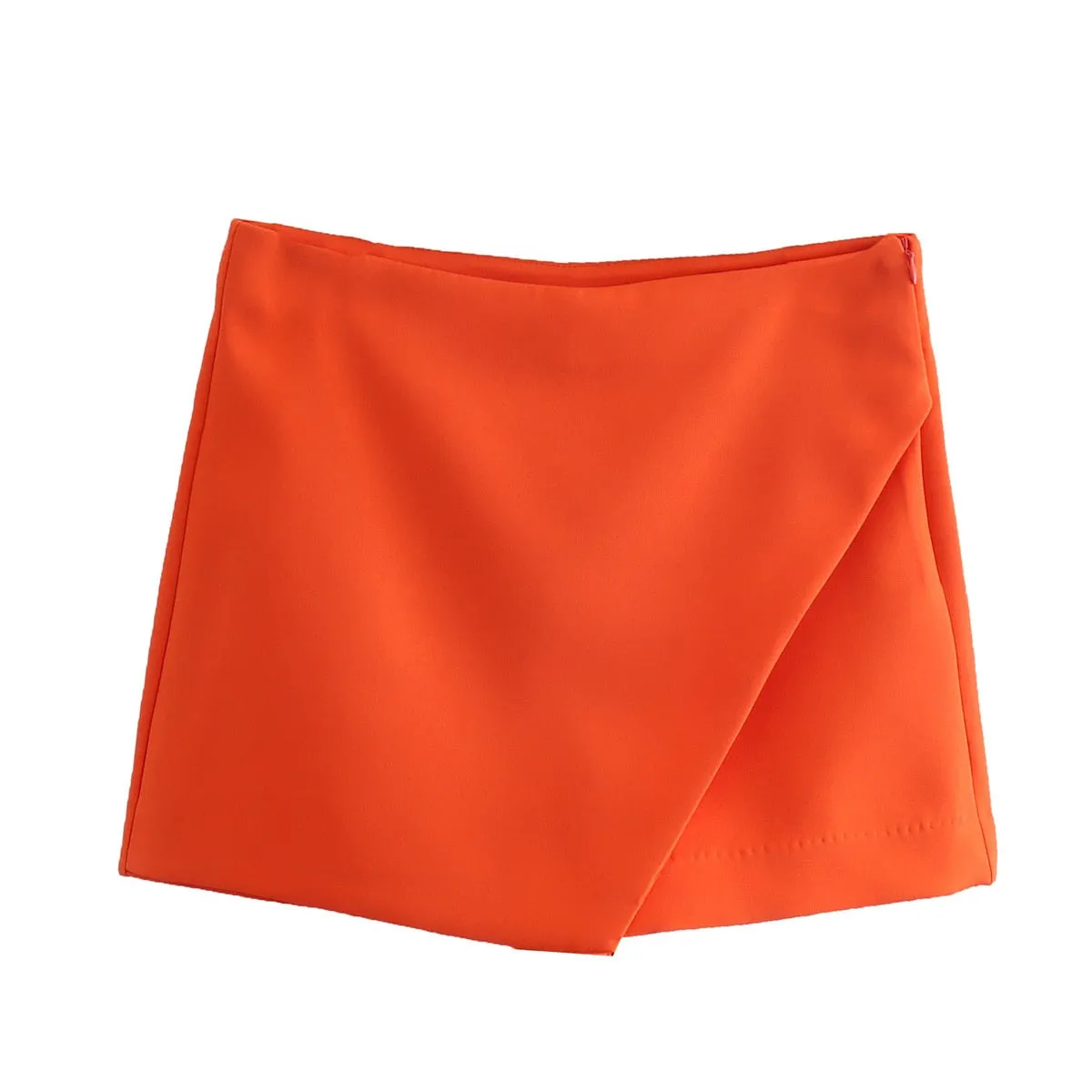 Willshela Women Fashion Asymmetrical Shorts Skirts High Waist Back Pockets Side Zipper Vintage Female Skort Solid