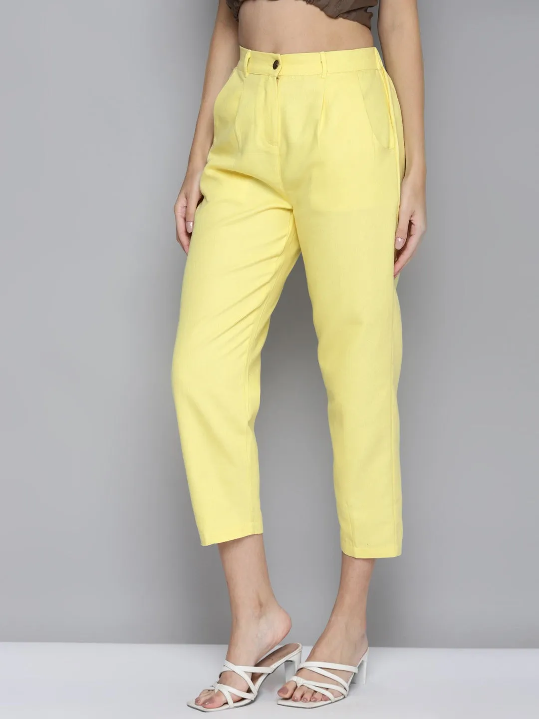 Women Mustard Tapered Pants