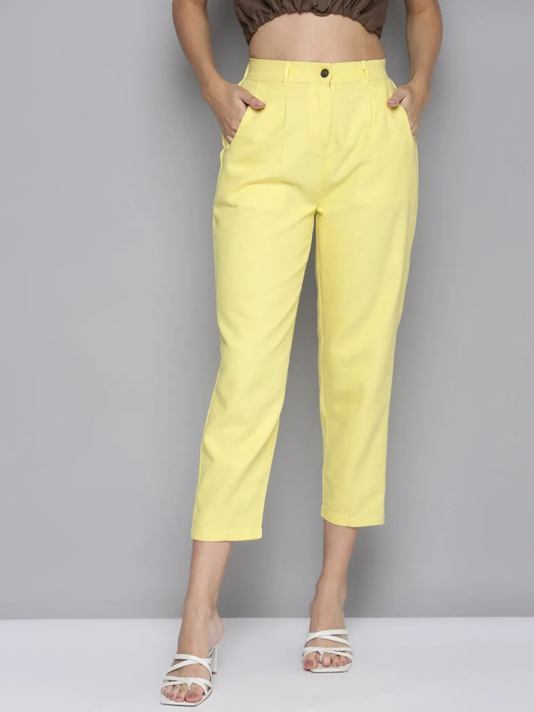 Women Mustard Tapered Pants