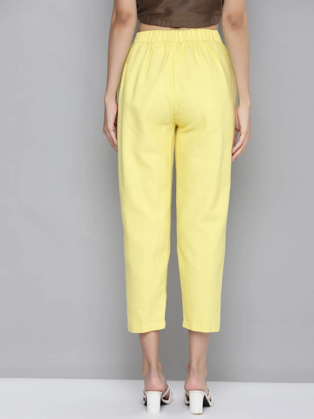 Women Mustard Tapered Pants