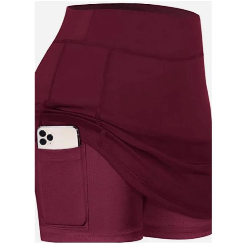 Womens Sports Yoga Shorts Skirts High Waist Pants with Pocket